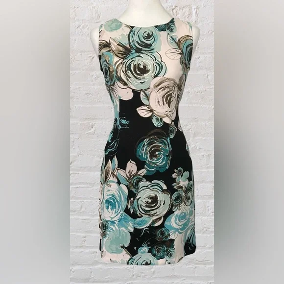 Connected Apparel Floral Sheath Sleeveless Dress Womens Petite 4 Feminine - Picture 1 of 8
